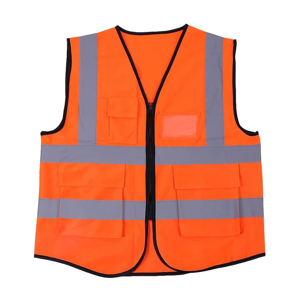 GILET DE SIGNALISATION ORANGE AVEC POCHE ET FERMETURE