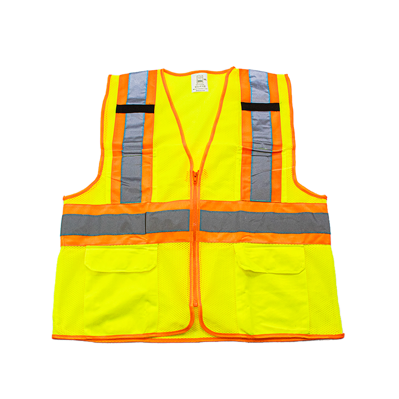 GILET EN FILET VER ORANGE AVEC BANDE