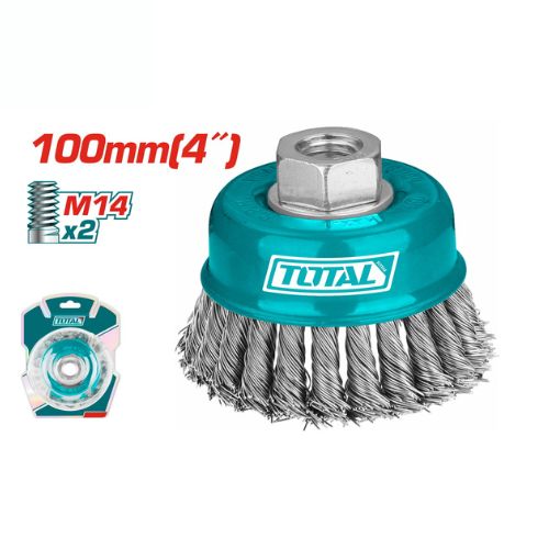 BROSSE METALLIQUE ROND TORSADE AVEC ECROU 100mm 4" TAC32041