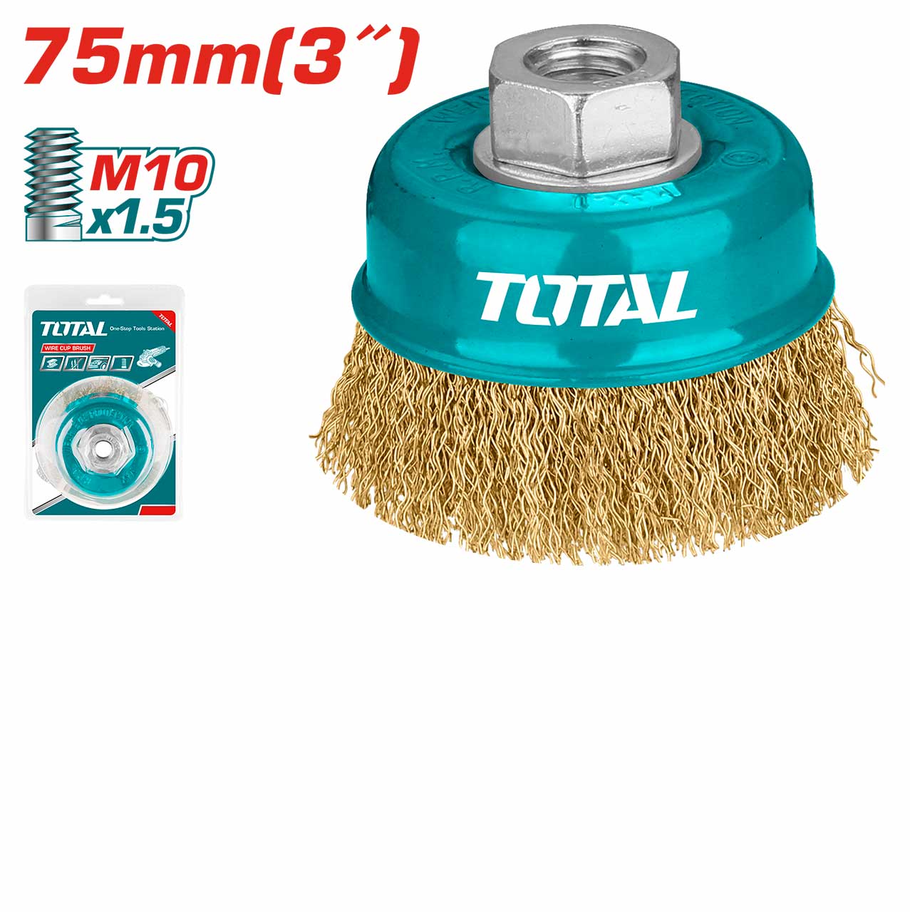 BROSSE METALLIQUE ROND EN BRONZE AVEC ECROU 75mm 3"