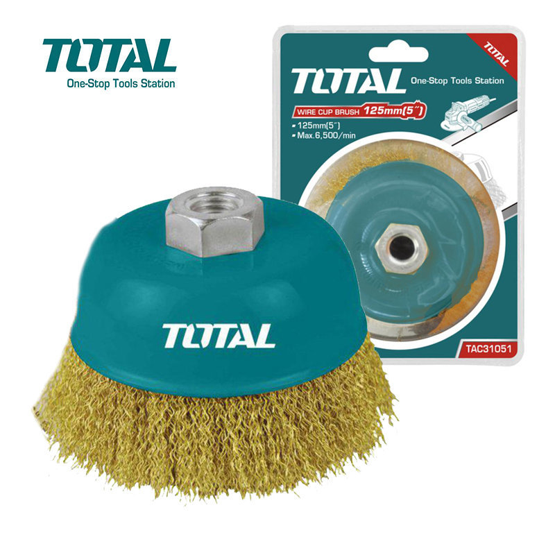 BROSSE METALLIQUE ROND EN BRONZE AVEC ECROU 125mm 5" TAC31051