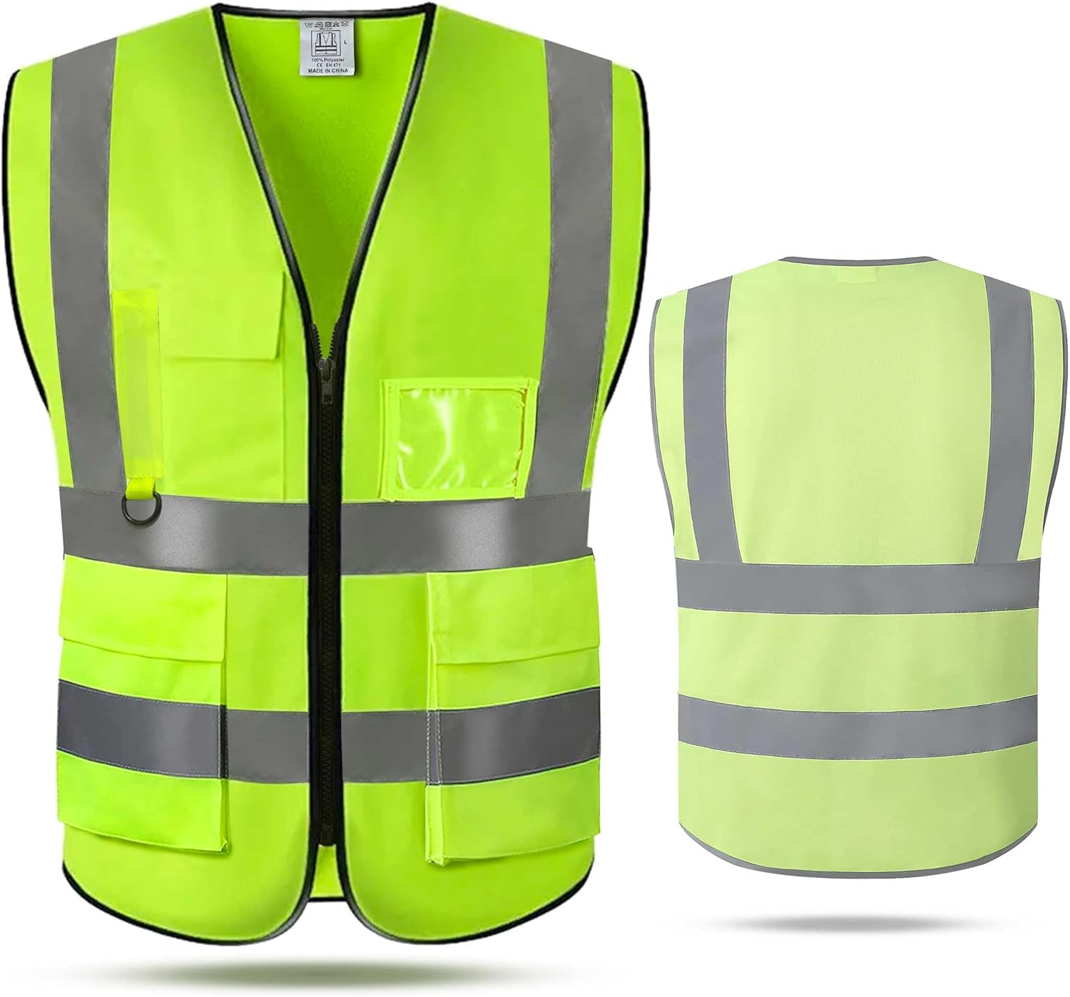 GILET DE SECURITE AVEC POCHE ET FERMETURE VERT-FLUO T.M