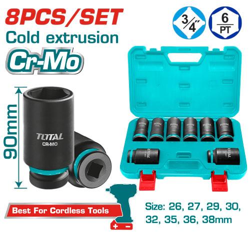 KIT DE DOUILLE CLE A CHOC 8PCS TOTAL THKISD34082L