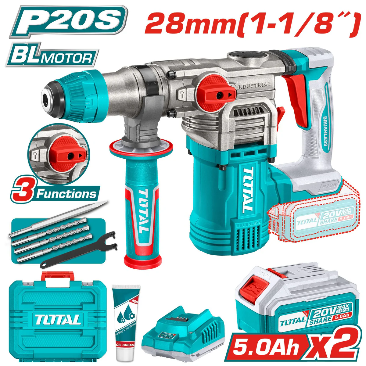 MARTEAU PERFORATEUR SANS FIL 28MM (1-1/8") TRHLI202885