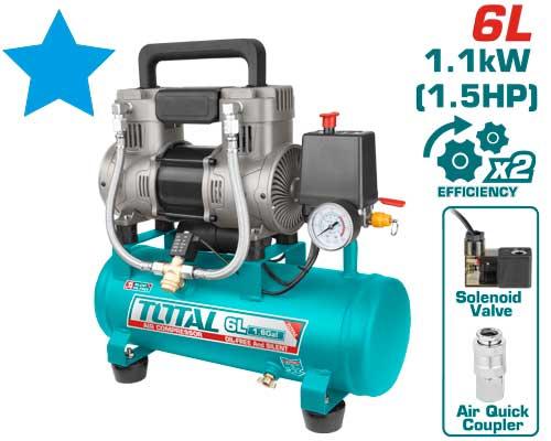 COMPRESSEUR A AIR 6L 1.1KW (1.5HP)TCS1110062
