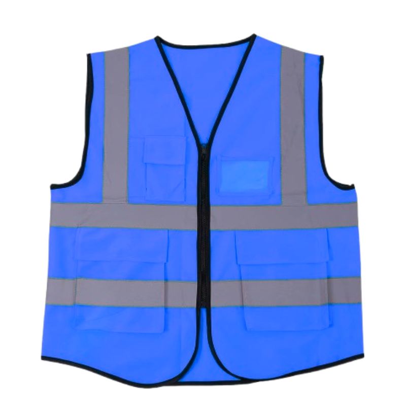 GILET BLEU POCHE ET FERMETURE