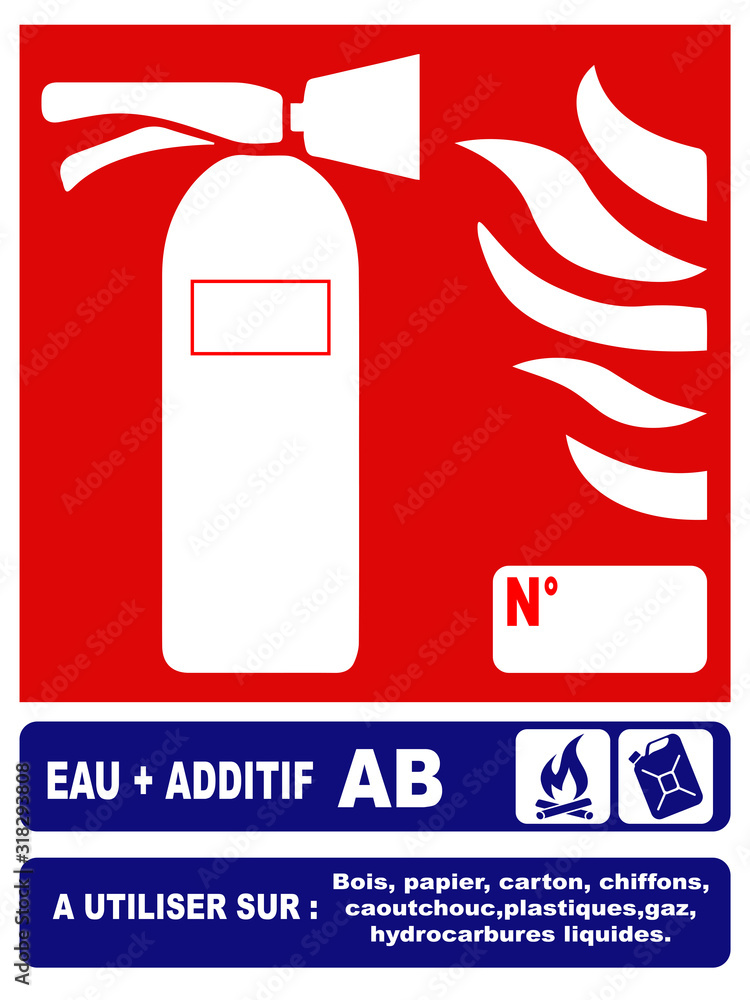 PICTOGRAMME ''EXTINCTEUR EAU+ADDITIF AB''